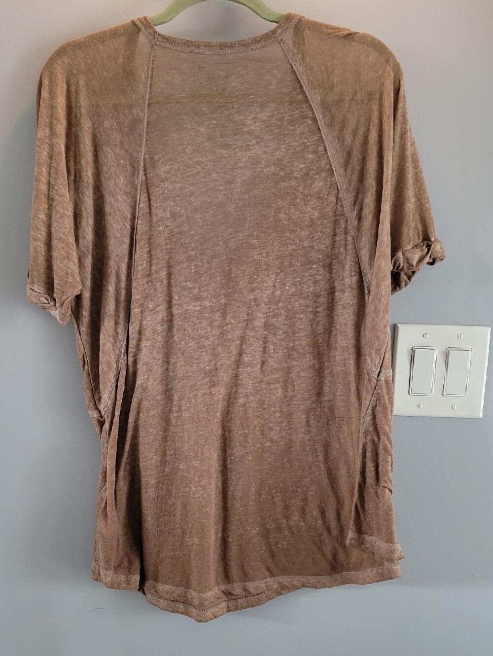 We The Free Brown Taupe Short Sleeve V-Neck Top - Picture 5 of 9